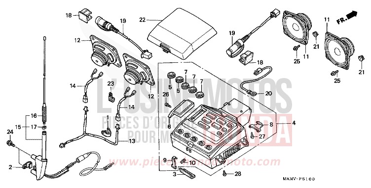 RADIOCASSETTE de Gold Wing Aspencade CANDY SPECTRA RED (R176) de 1997